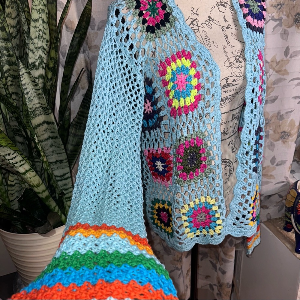 Bohemian Rainbow Crochet Cardigan - Picture 5 of 5